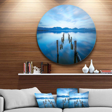Deep into the Sea Pier - Sea & Shore Round Metal Wall Art